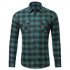 Arriva 2021 Camicia a quadri a maniche lunghe da uomo Nero / rosso / verde Camicie da taschino casual in flanella da lavoro Abbigliamento da uomo di moda