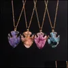 Necklaces & Pendants Jewelry Colorf Fish Shape Crystal Natural Stone Pendant Women Druzy Gold Color Chain Onyx Necklace For Female Drop Deli