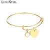 Bracelet expansible luxtouseel bracelets or argent couleur coeur forme acier inoxydable bracelet bébé accessoires q0719