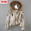 Brand Women Genuine Real Rabbit Fur Coat Lady Winter Warm Real Rabbit Fur Jacket Natural Color Real Rabbit Fur Overcoat 210927