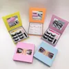 3Pairs Eyelashes Set 25mm 3D Mink Lashes Black White Glue Colorful Lash Package Box with Mirror