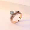 Cluster Rings Luxury Female Color-Separation Big Crystal Zircon Finger For Women Valentine's Day Gift Jewelry Fashion Couple