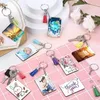 Sublimation Keychains 30pcs decorations pendants Tassels blank white creative Acrylic fashion style wholesale ornament accessories heat transfer printing A13