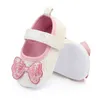 Första Walkers Born Baby Girls Skor Sequin PU Läder Buckle Princess Footwear Bow Insert