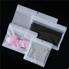 1000 stks / partij Wit Transparante Kant Plastic Verpakkingen Zakken met Venster Ondergoed Zelfafdichting Zak Sokken Verpakking Zipper Lock Bag