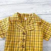 Sommer Kinder Mädchen 2-teilige Sets Gelb Plaid Kurze Hemden + Elastische Taille Rock Niedlichen Stil Kleinkind Mädchen Outfits E262 210610