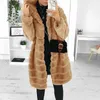 New Fashion Women Faux Fur Long Hooded Coat Autumn Winter Thick Warm Fur Jacket Female Plus Size Outdoor Overcoat Casual Outwear Y0829