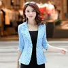 Chaqueta de traje de rayas de verano Mujer Blazer Feminino Moda Bolsillos con muescas Un solo botón Slim OL Ladies Blazer Plus Tamaño 2020 B095 X0721