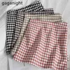 Printemps été femmes Plaid jupe taille haute coréenne a-ligne Mini jupes courtes fermeture éclair étudiants mignon doux filles 210601