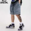 Hip Hop Cargo Shorts Streetwear Embroidery Striped Denim Harajuku Jogger Summer Men Short Pocket Cotton 210714