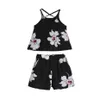 Set Clothes For Girls Floral Vest + Short 2PCS Children'S Costumes Big Kids Summer 6 8 10 12 13 14 Year 210527