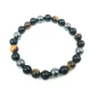 JLN Hematita Onyx tingido Tigre Bracelet Bracelete natural Pulsões de pedra manchada de pedra manchada Bracelets para homens jóias para homens