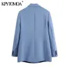 Women Fashion Double Breasted Loose Fitting Blazer Coat Long Sleeve Pockets Female Outerwear Chic Tops 210420