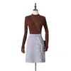 Simple Strokes Avatar Jacquard Knitted Skirt Women Casual Button High Wasit Hip Female Sweet 210520