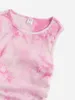 Teen Girls Drawstring Ruched Tie Dye Klänning Hon