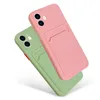 فتحة Slot Skin Feels TPU for iPhone 14 Plus 13 Pro Max 12 Mini 11 XR XS X 8 7 6 iPhone14 Fashion Credit ID Card