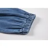 Mavi Hırka Denim Bluzlar Veya Kadınlar Streetwear Gevşek Yaka Jean Gömlek Kadın Uzun Kollu Moda Kore Blusas Mujer 210417