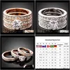 Band Ringar Smycken Drop Leverans 2021 Sälj Fashion Gemstone Gold Fine Crystal Zircon High-Grade Diamond Combination Ring Kvinna NQ9D1