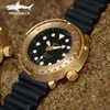 Heimdallr Bronze Tuna Automatic Watch Mechanical NH35A Sapphire Crystal Diver Watches 200m C3 Super Luminous Gold Wristwatch Wrist297D