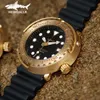 Heimdallr Bronze Tuna Automatic Watch Mechanical NH35A Sapphire Crystal Diver Watches 200m C3 Super Luminous Gold Wristwatch Wristwatches