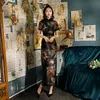 cheongsam di raso nero