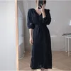 Automne coréen simple boutonnage longue chemise robe femmes manches longues col rabattu robes ceinturées mode élégant Vestidos 210518