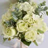 Bouquet da sposa bouquet rose finte seta eucalipto ortensia piante artificiali decorazioni di nozze bouquet fiori decorativi 247n