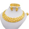 Kolczyki naszyjnik afrykańskie 24-karatowe zestawy biżuterii w kolorze złota dla kobiet dubaj prezenty ślubne dla nowożeńców Choker bransoletka pierścionek zestaw biżuterii