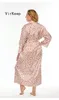 Kvinnors Sleepwear Kvinnor Sexig Satin Robe Leopard Tryckt Nattklänning Nightwear Sleepdress Nattdress Sleepshirts Night Shirt Dress Plus Size VK