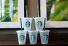 Starbucks 16oz/473ml Plastikbecher, wiederverwendbar, durchsichtiger Trinkbecher mit flachem Boden, säulenförmiger Deckel, Strohhalmbecher, Bardian 5er-Becher