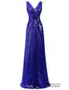 Sweety Sexy Drooping Style Deep V-Neck A-Line Formal Evening Dresses 2021 Sequined Prom Party Gowns E36