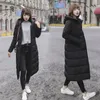 Kvinnors Down Parkas Womens Tjockad Overcoat Varm Vinter Hoodie Full Zipper Solid Färg Slim Lång Outwear Coat Jacka med Ficka