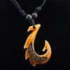 New Mixed Hawaiian Jewelry Imitation Bone Carved NZ Maori Fish Hook Pendant Necklace For Women Men Chokers Necklaces Amulet Gift