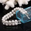 Gioielli di perle fatti a mano Cubi a doppia fila zirconia cubica Impostazione di braccialetti da sposa grande per donne CB1578946272