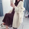 Lazy Wind Sweater Höst och vinter Koreansk version av den lösa långa stycket över knä tjock cardigan coat kvinnlig 210427