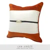 Coussin/oreiller décoratif blanc Orange velours housse de coussin maison décorative salon canapé luxe métal serrure jeter oreillers 45x45cm