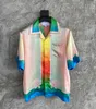 Sommar Luxury Mens Shirt Fashion Designer Color Dream Printed Silk Tyg Högkvalitativ Mäns Kortärmad Casual Shirt