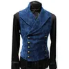 Vintage Red Suede Suit Vest Men Brand Double Breasted Suit Vests Waistcoat Casual Slim Sleeveless Steampunk Gilet Homme 3XL 211104