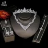 Mode party smycken brud halsband armband örhängen krona full cz bröllop brud smycken set prinsessan vuxen gåva krona t0981 h1022