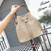 Totes Handmade Mulheres Verão Praia Sacos De Palha Balde Crossbody Ombro Feminino Rattan Messenger Bag Hard Top-handle Cross Body Stylisheendibags