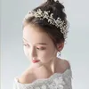 FORSEVEN Gold/Silver Color Pearls Headband Headpiece Kids Tiara Bride coroa Noiva Wedding Hair Jewelry Accessories 210616