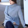 Knitted Women's Turtleneck Sweater Warm Long Batwing Sleeve Solid Midi Female Pullovers Autumn Winter Ladies Loose Jumper 210914