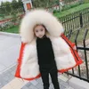 Meninos Meninas Jaqueta De Pele Parkas Inverno Faux Fur Liner Casaco Outerwear Crianças Imitação Fox Fur Hood Meninas Casacos Casacos TZ127 H0909