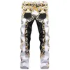 Mens Slim-fit Sexy Print Elastic Denim Jeans,Night Club&Party Dance Jeans,Retro &Enthusiastic Style,Young Guys Must; 211108