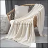 Filtar textilier gardenBlankets nordisk stickad filt med tofsar solid färg sovrum skolan resa hem super mjukt tyg för drottning vara