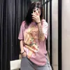 Été Angle imprimé mignon t-shirt femmes décontracté à manches courtes Harajuku t-shirt ample O cou coton haut en lin Camisetas 210414
