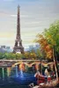 Eiffelturm, Paris, Fluss Seine, Boote, hochwertiges handgemaltes HD-Druck, weltberühmtes Kunst-Ölgemälde auf Leinwand, Heimdekoration, verschiedene Größen