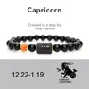 Nuevo 8 mm Cuentas de piedra negra Hebras Pulsera del zodiaco 12 Constelación Pareja Pulsera Hombres Mujeres Pulseras Onyx Pulseras Masculina Hombre Joyería para hombres