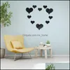 Decoración de ventana Pegatinas de ventana de jardín 10 Unids / set Durable Amor Corazón Etiqueta de la pared Espejo Mural 3D Calcomanía Simple Decorativo Extraíble Paster Hogar