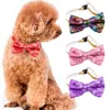 Pet Cat Dog Sequined Collar Accessories Partys Sequineds Bow Adjustable Strap Tie Holiday Party Decoration Supplies ZYY1012